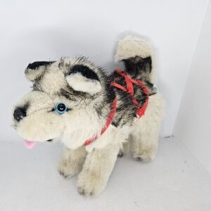 Kipmik Husky Plush Sled Dog Harness Alaska Realistic Fur Blue Eyes 12” Long Used